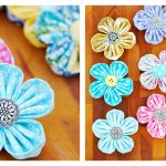 Fabric Kanzashi Flower Free Sewing Pattern