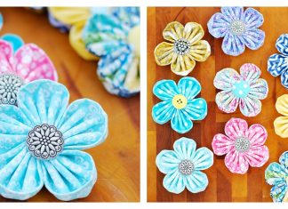 Fabric Kanzashi Flower Free Sewing Pattern