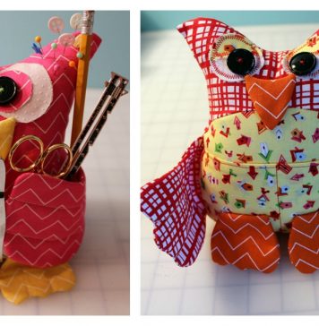 Patchwork Owl Buddy Organizer Free Sewing Pattern