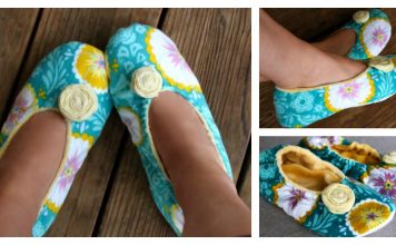 Fabric Slippers With Flower Free Sewing Pattern