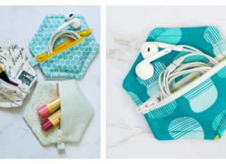 Easy Hexagon Zipper Pouch Free Sewing Pattern