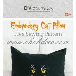 Halloween Embroidery Cat Pillow Free Sewing Pattern