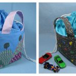 Fabric Basket with Drawstring Top Free Sewing Pattern