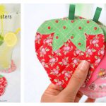 Quilted Strawberry Coaster Free Sewing Pattern