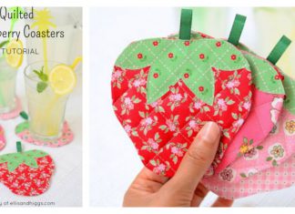 Quilted Strawberry Coaster Free Sewing Pattern