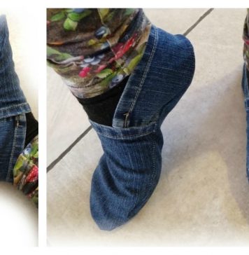 Upcycle Jeans into Slippers Free Sewing Pattern