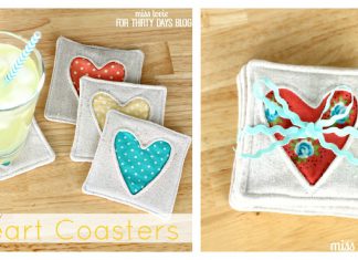 Simple Fabric Heart Coasters Free Sewing Pattern