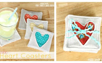 Simple Fabric Heart Coasters Free Sewing Pattern