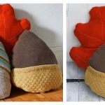 Upcycled Sweater Acorn and Oak Leaf Pillow Free Sewing Pattern