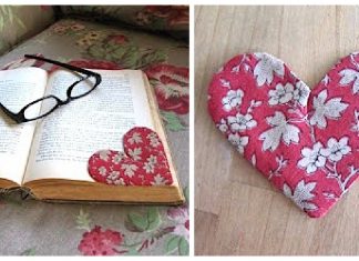 Fabric Heart Bookmark Free Sewing Pattern