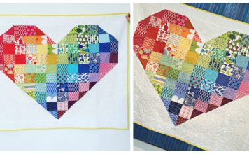 Rainbow Heart Quilt Free Sewing Pattern