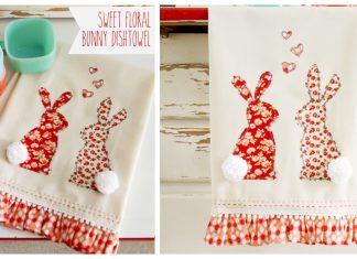 Sweet Floral Bunny Dishtowel Free Sewing Pattern