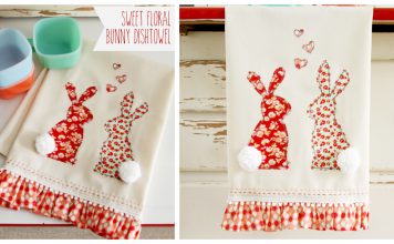 Sweet Floral Bunny Dishtowel Free Sewing Pattern