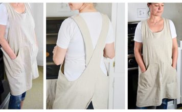 Cross-over Linen Apron Free Sewing Pattern and Video Tutorial