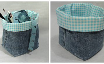 Denim Fabric Baskets Free Sewing Pattern
