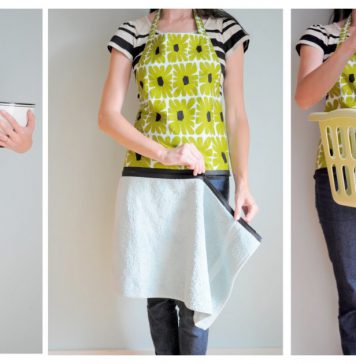 Hand Towel Apron With Zipper Free Sewing Pattern