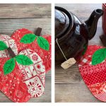 Quilted Apple Coasters Free Sewing Pattern