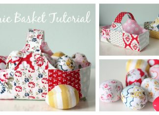 Fabric Basket and Eggs Free Sewing Pattern