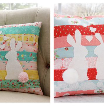 Spring Bunnies in Love Pillow Free Sewing Pattern