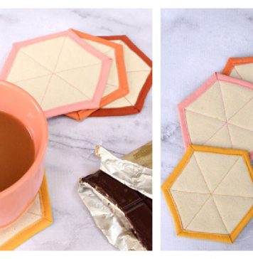 Modern Hexagon Fabric Coasters Free Sewing Pattern