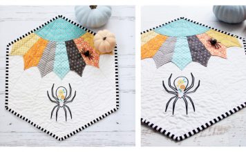 Floral Spider Halloween Mini Quilt Free Sewing Pattern
