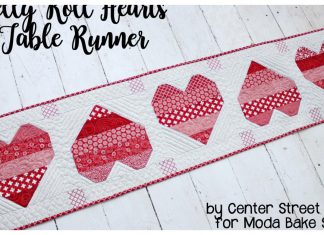 Jelly Roll Hearts Table Runner Free Sewing Pattern