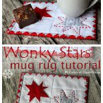 Wonky Stars Christmas Mug Rug Free Sewing Pattern