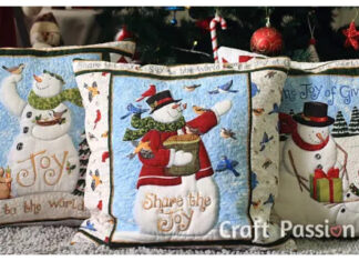 Snowman Quilted Pillow Cover Free Sewing Pattern