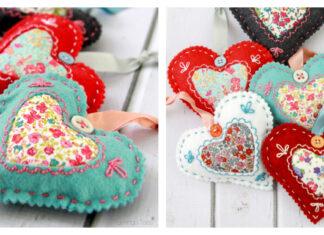 Fabric Heart Sachets Free Sewing Pattern