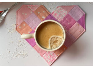 Patchwork Heart Mug Rug Free Sewing Pattern