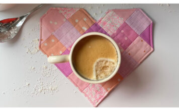 Patchwork Heart Mug Rug Free Sewing Pattern