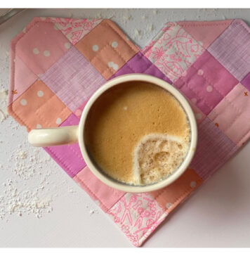 Patchwork Heart Mug Rug Free Sewing Pattern