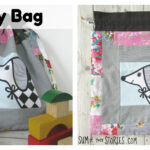 Drawstring Patchwork Toy Bag Free Sewing Pattern