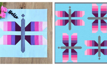Dragonfly Quilt Block Free Sewing Pattern